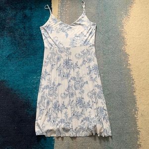 Asos White and Blue floral knee length dress size 14